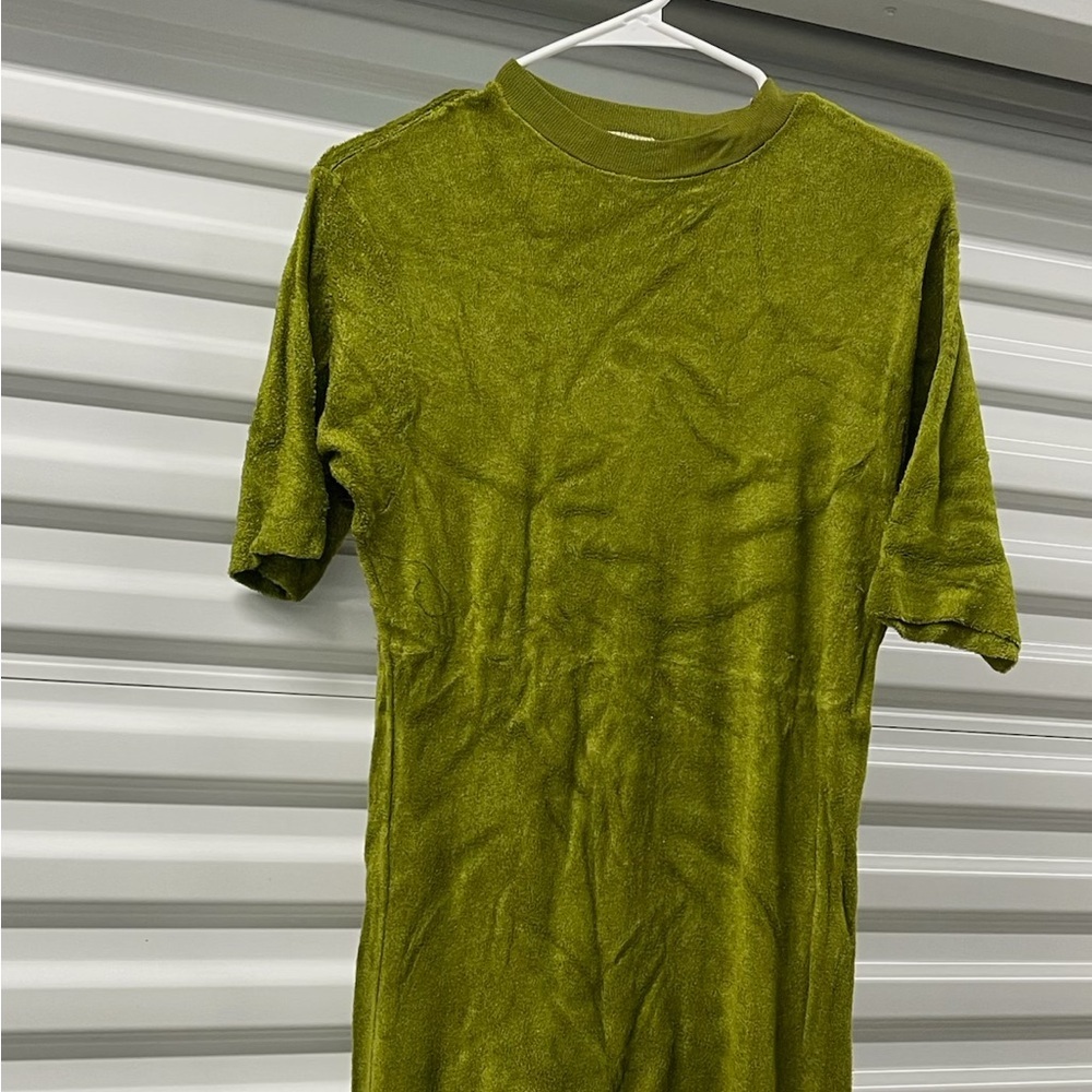Vintage 60s Beeline Fashions Green Rayon Top | Made in USA | Size XL